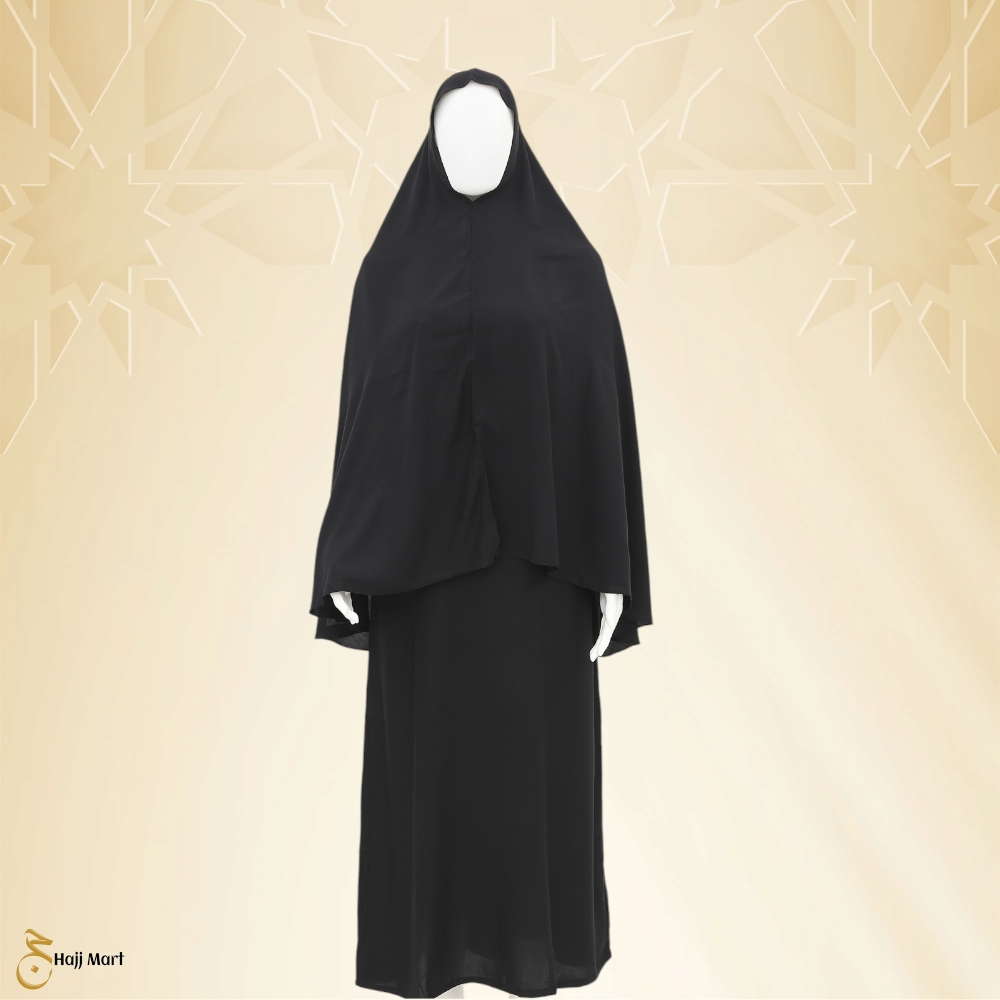 Women Hajj Umrah Borka Set Borka+Hijab Black